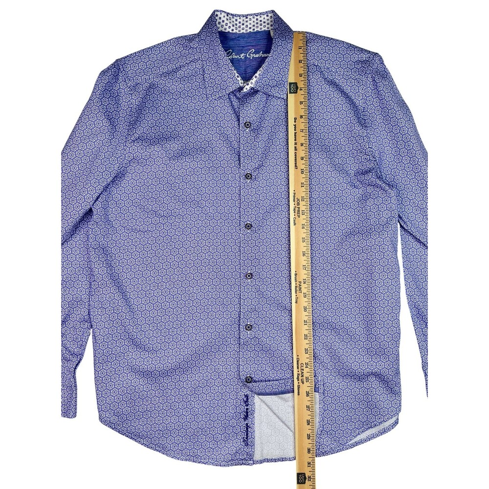 Robert Graham Dress Shirt XL Purple Geometric Print Button Up Long Sleeve Preppy - Picture 12 of 12